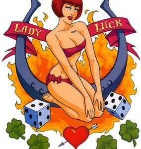 Retro Pin-up Lady Luck Sticker