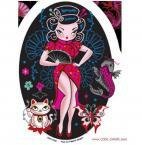 Flirty Geisha Girl Pin-up Sticker / Koi+maneki-neko