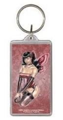 Retro Pin-up Bettie Page Pink Fairy Keychain