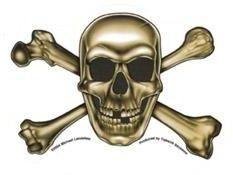 Gold Jolly Roger Sticker Pirate Skull Sticker