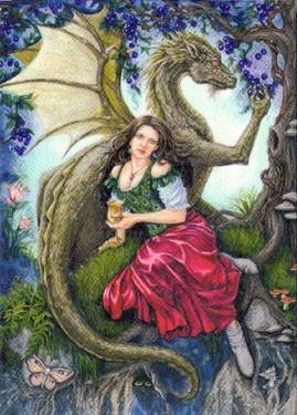 Beautiful Wine Maidens Dragon Sticker