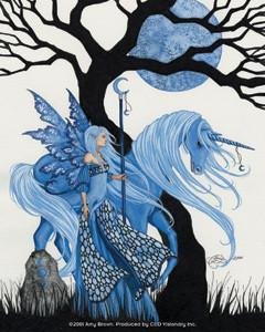 Winter Solstice Fairy and Unicorn Sticker