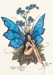 Amy Brown Fairy Art Postcard #4 Forget Me Not Blue Fairy