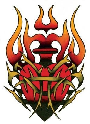 Tribal Burning Flames Heart Sticker