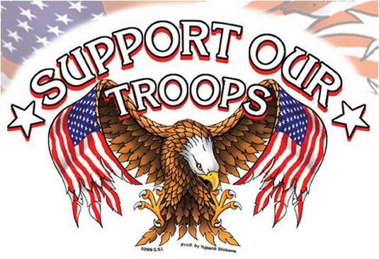 Support Our Troops American Flag Sticker