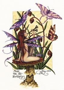 Amy Brown Fairy Art Postcard #3 Music for the Butterflies