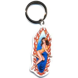 Little Surfer Babe Sexy Pin-up Surf Keychain
