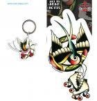Roller Skates Swallow Heart Tattoo Keychain + Sticker Gift Set
