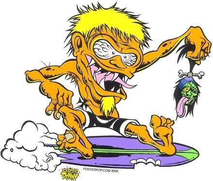 Dirty Donny Art Surf Fiend Surfing Sticker