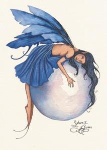 Amy Brown Fairy Art Postcard #1 Sphere II Blue Fairy