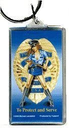 Hot Lady Cop Pin-up Girl Keychain