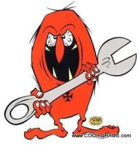 Freaky Red Wrench Gremlin Sticker
