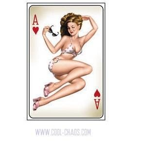 Aces of Hearts Pin Up Girl Postcard